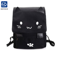 wholesale lightweight cute canvas cat school backpack for girl
